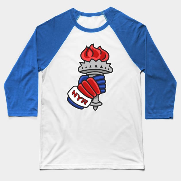 New York Rangers Statue of Liberty Torch Baseball T-Shirt by Carl Cordes